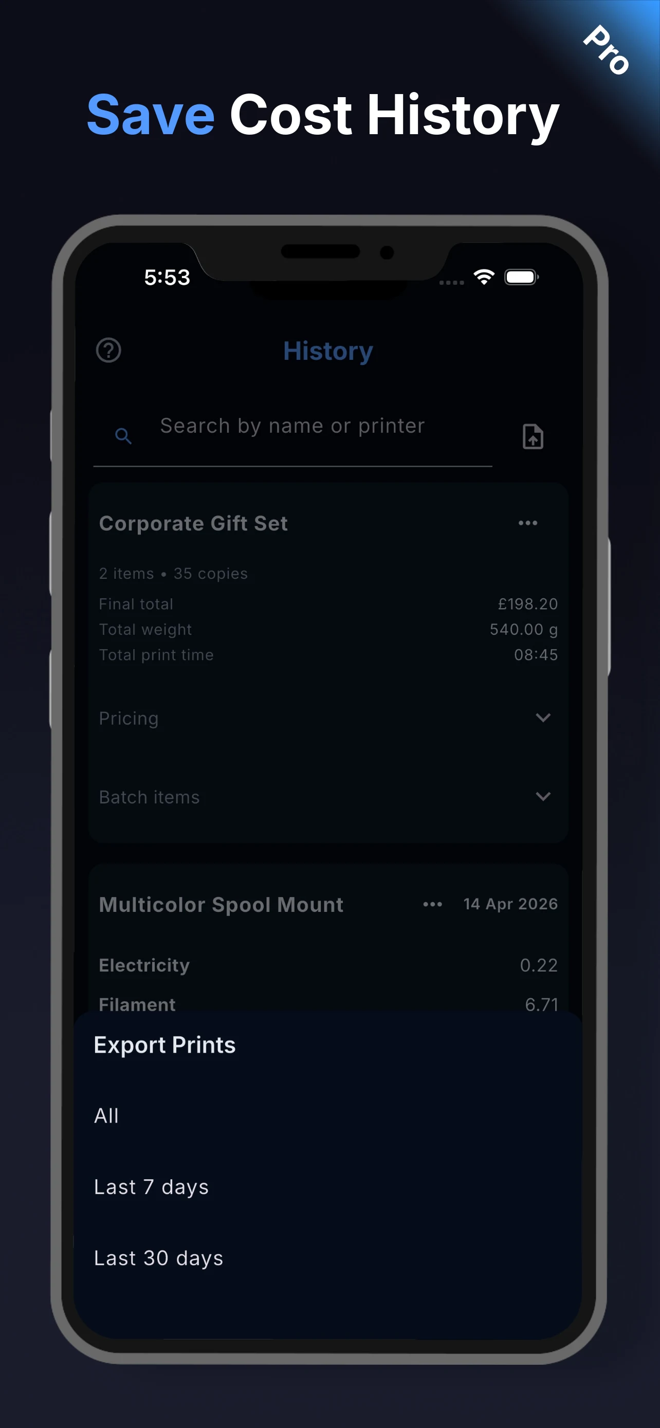 3D Print Cost Calculator screenshot