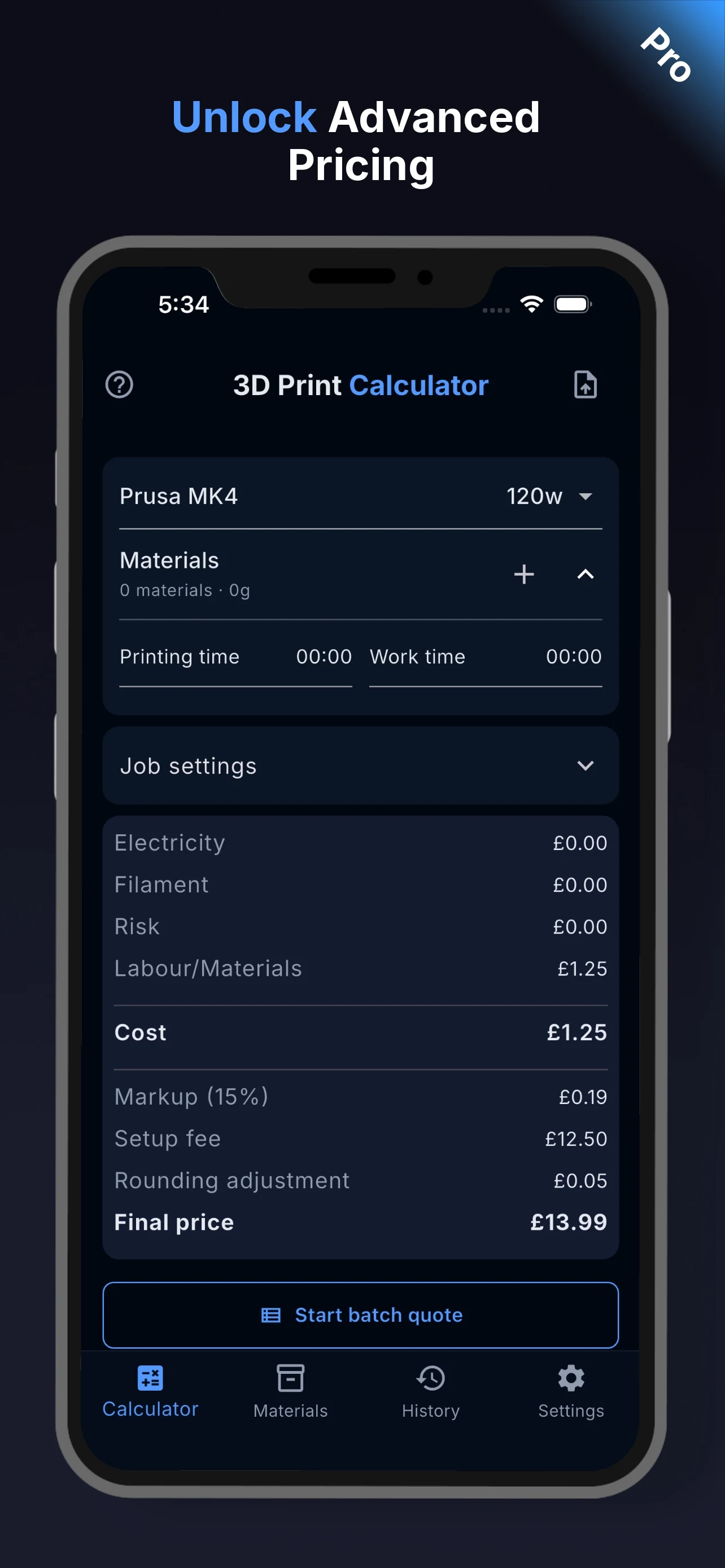 3D Print Cost Calculator screenshot