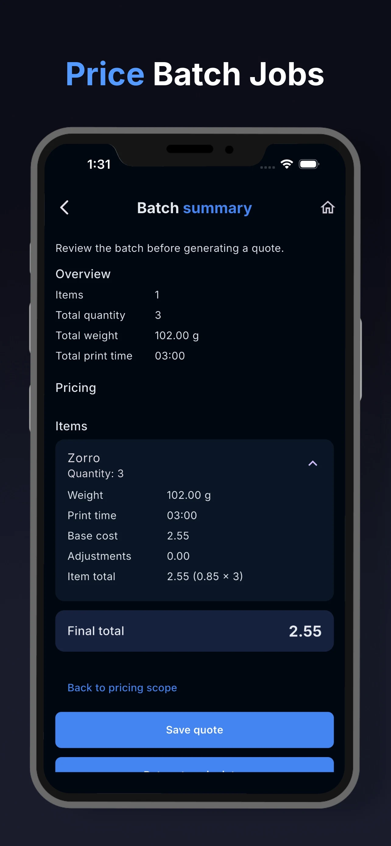 3D Print Cost Calculator screenshot
