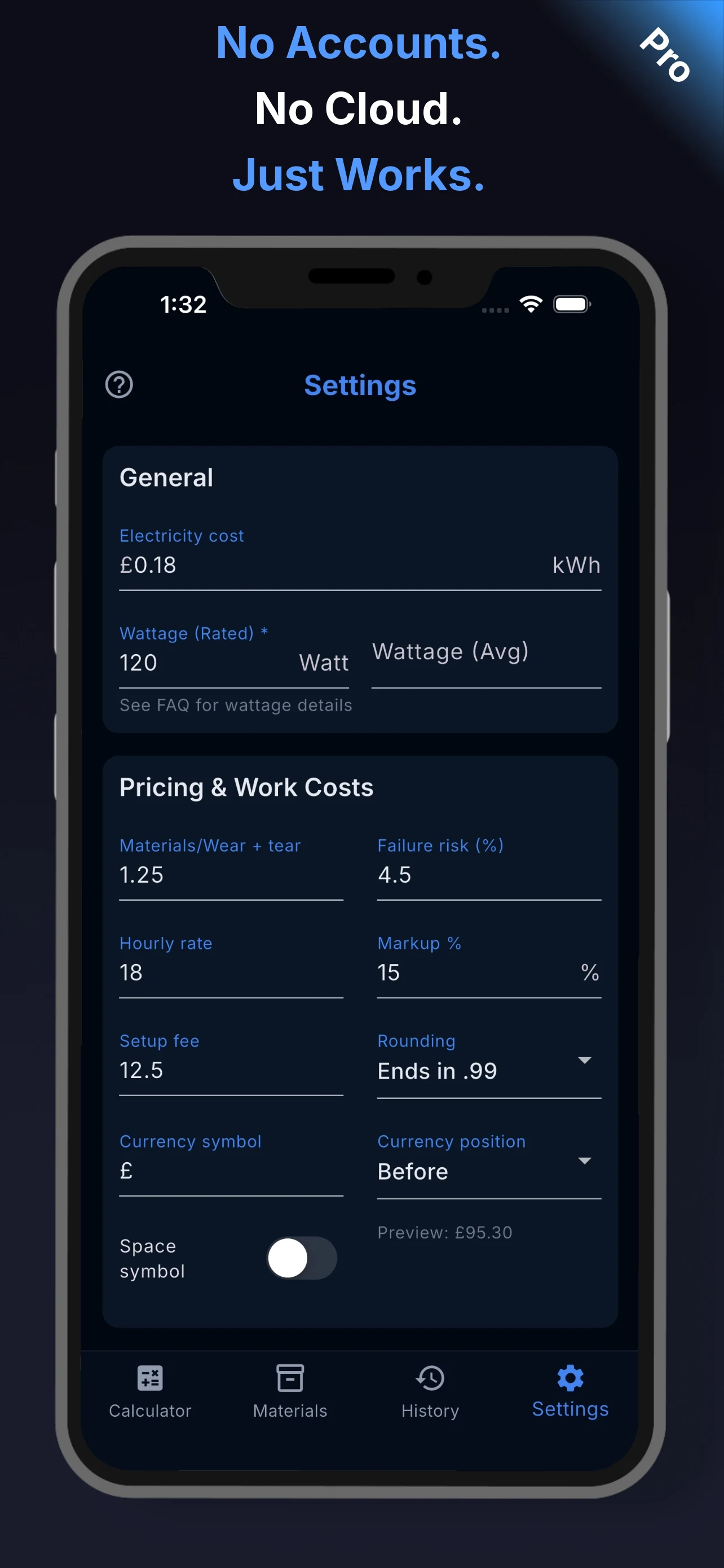 3D Print Cost Calculator screenshot